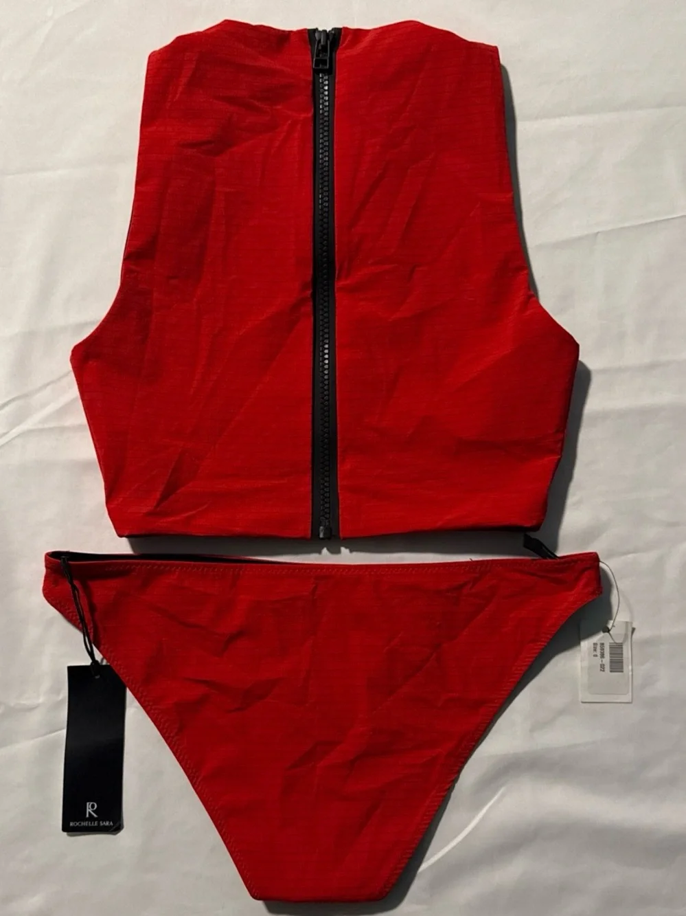 Rochelle Sara Red High-Neck Bikini Set